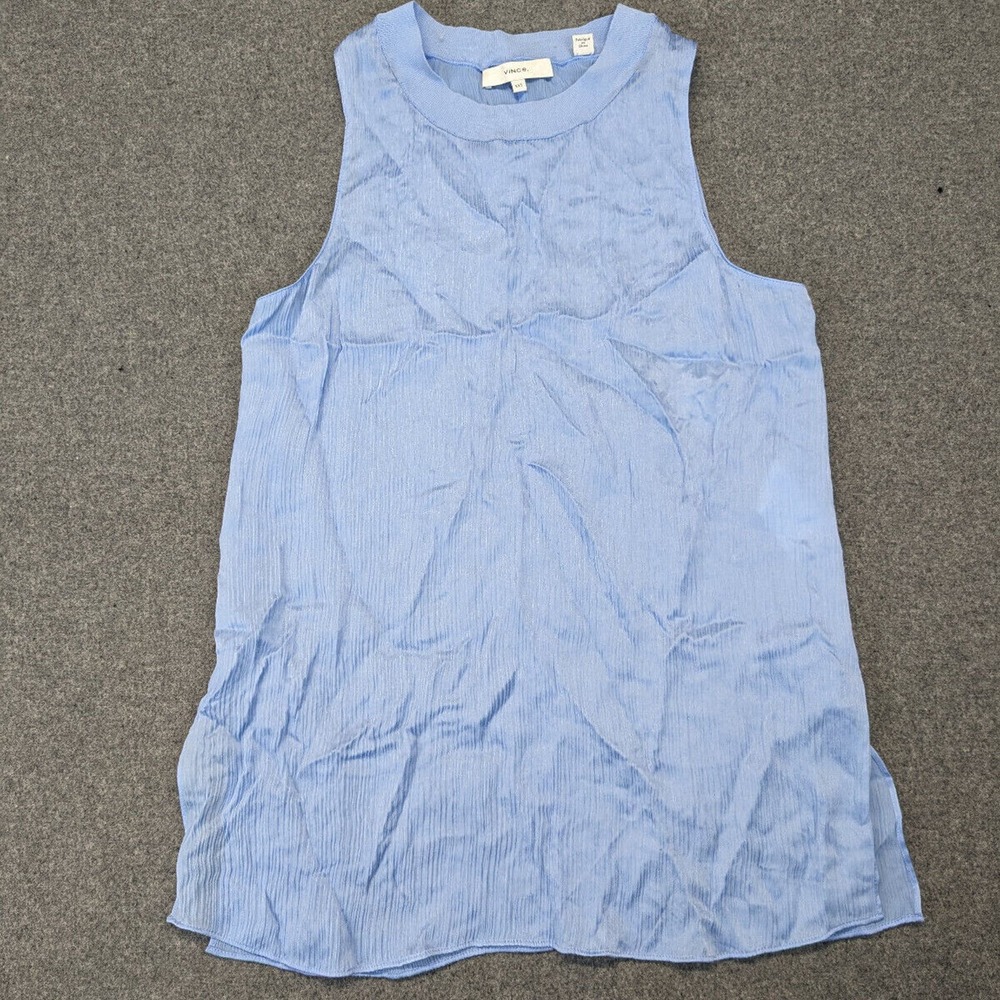 Vince. Blue 100% Silk Gauze Shell Top Women's Size XXS NWOT